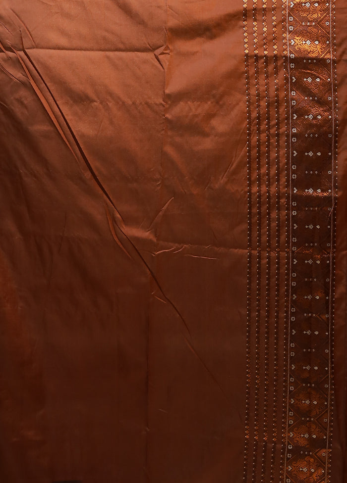 Brown Assam Silk Saree With Blouse Piece