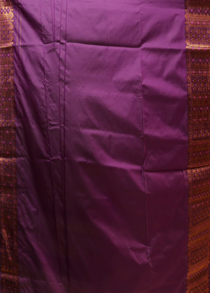 Purple Assam Silk Saree With Blouse Piece