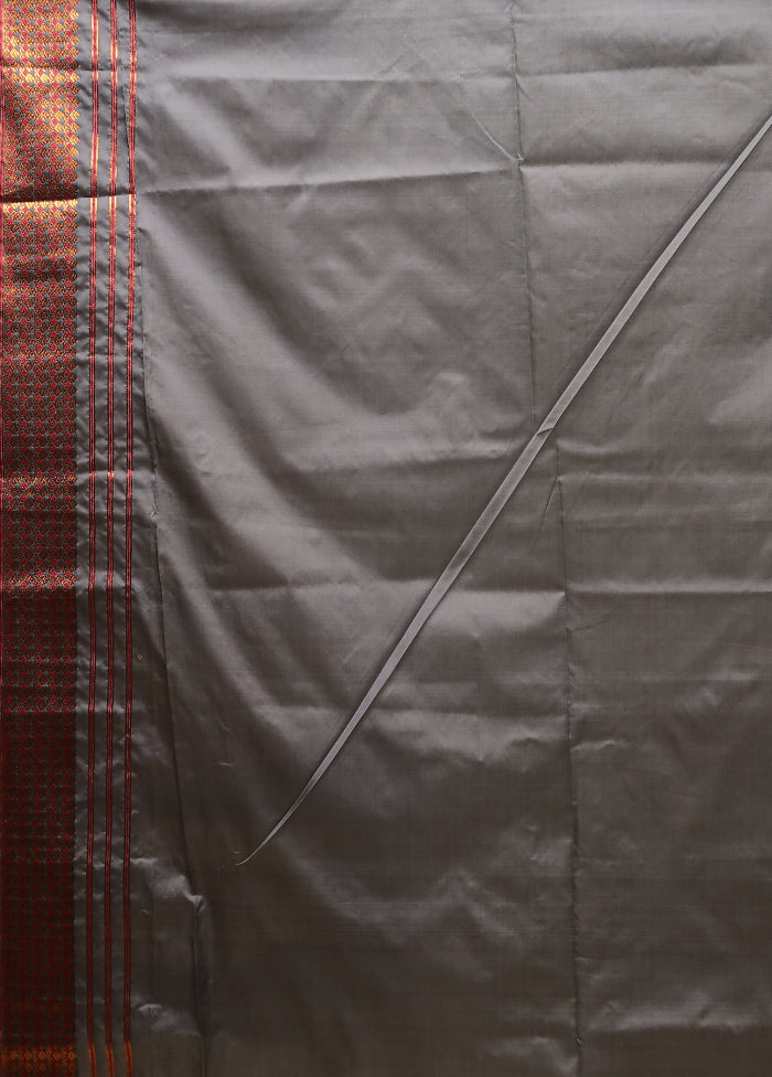 Grey Assam Silk Saree With Blouse Piece