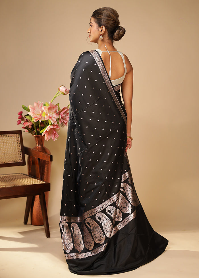 Black Katan Silk Saree With Blouse Piece