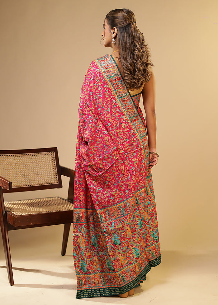 Pink Dupion Silk Saree With Blouse Piece