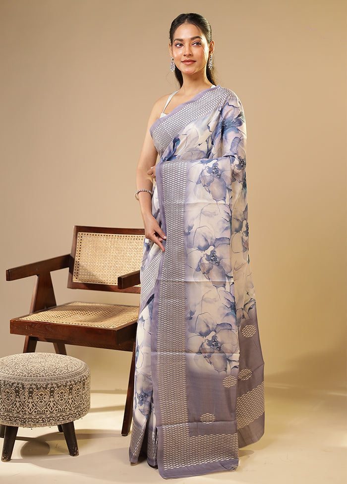 Cream Tussar Silk Saree With Blouse Piece