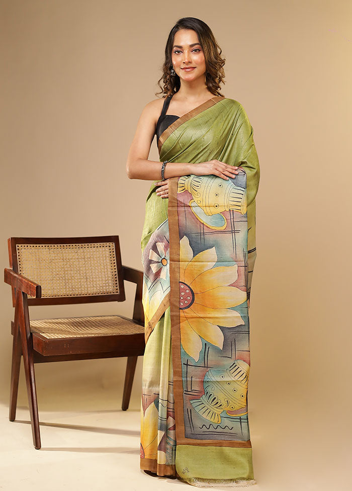 Multicolor Printed Pure Silk Saree Without Blouse Piece
