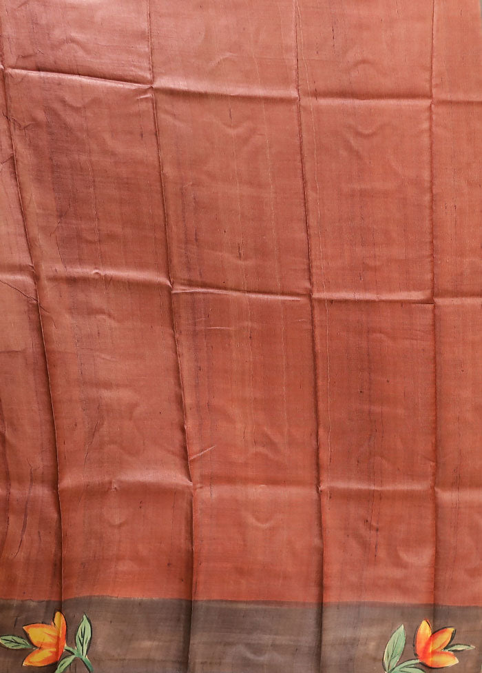 Grey Printed Pure Silk Saree Without Blouse Piece