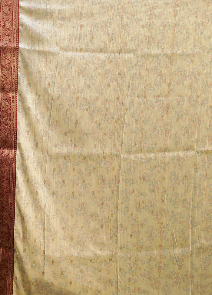 Green Tussar Silk Saree With Blouse Piece