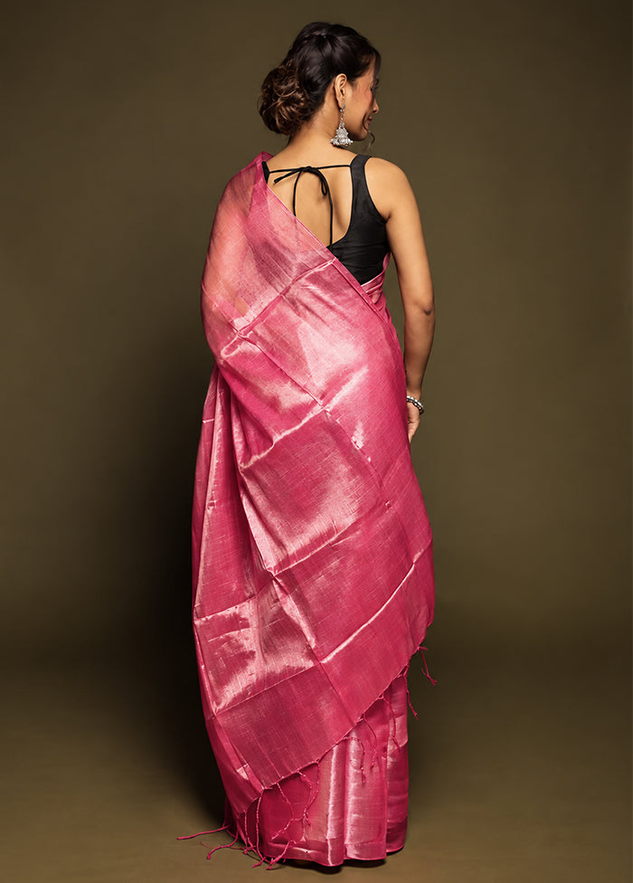 Pink Tissue Silk Saree With Blouse Piece