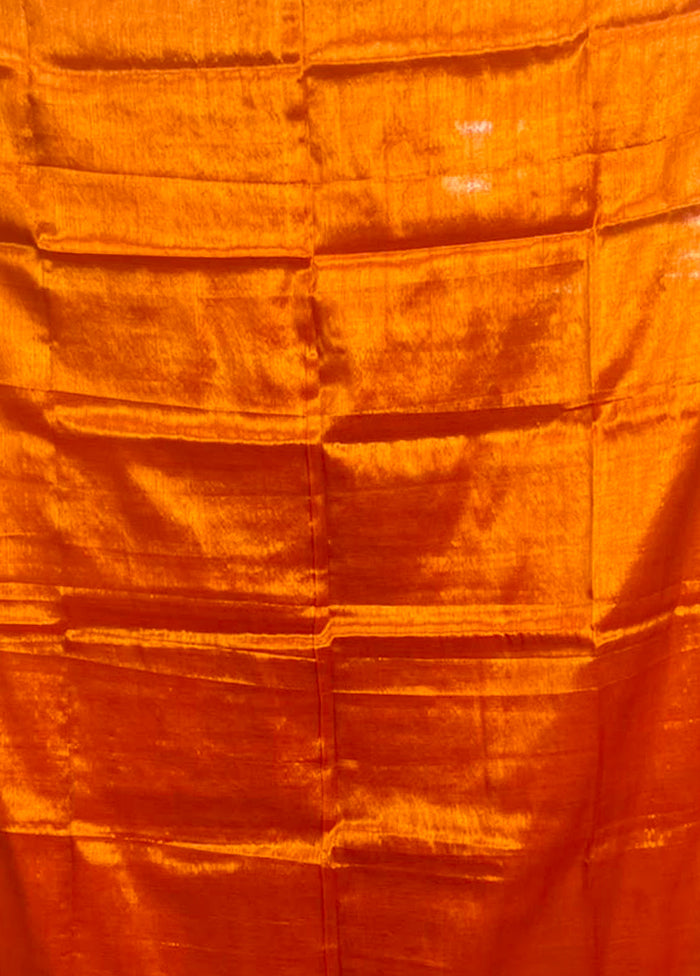 Orange Tissue Silk Saree With Blouse Piece