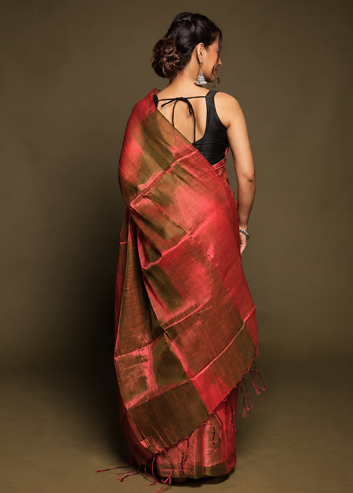Maroon Tissue Silk Saree With Blouse Piece