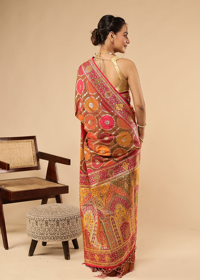 Multicolor Dupion Silk Saree With Blouse Piece