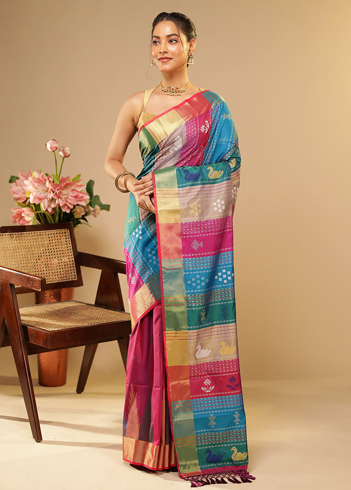 Multicolor Kalakethra Saree With Blouse Piece