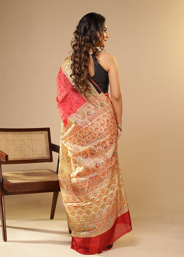 Upahaar Duo – Pink Printed Silk & Cream Tussar Sarees