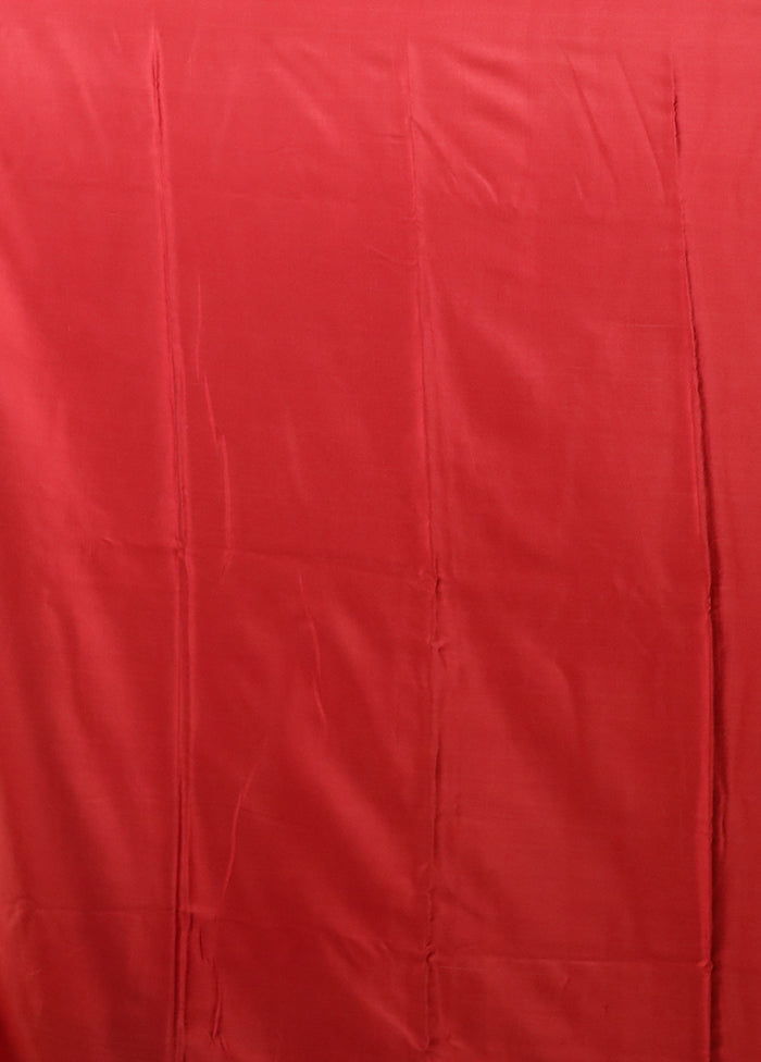 Red Printed Pure Silk Saree With Blouse Piece
