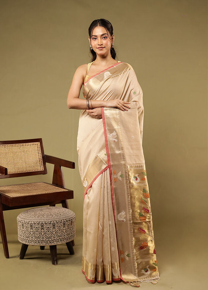 Gold Linen Silk Saree With Blouse Piece