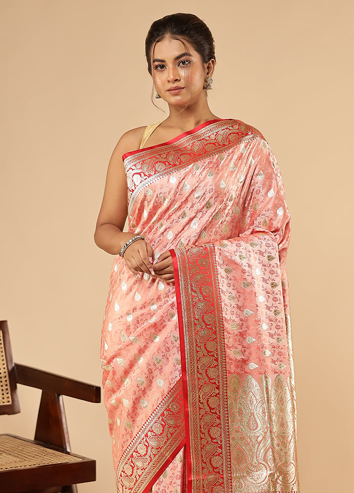 Pink Tanchoi Silk Saree With Blouse Piece