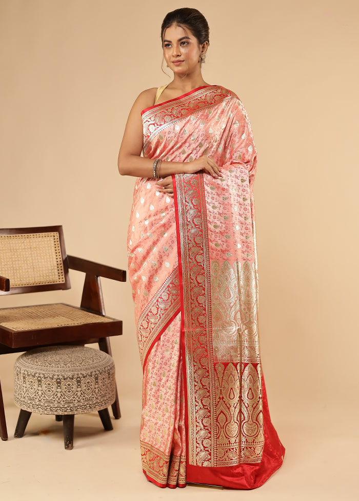 Pink Tanchoi Silk Saree With Blouse Piece