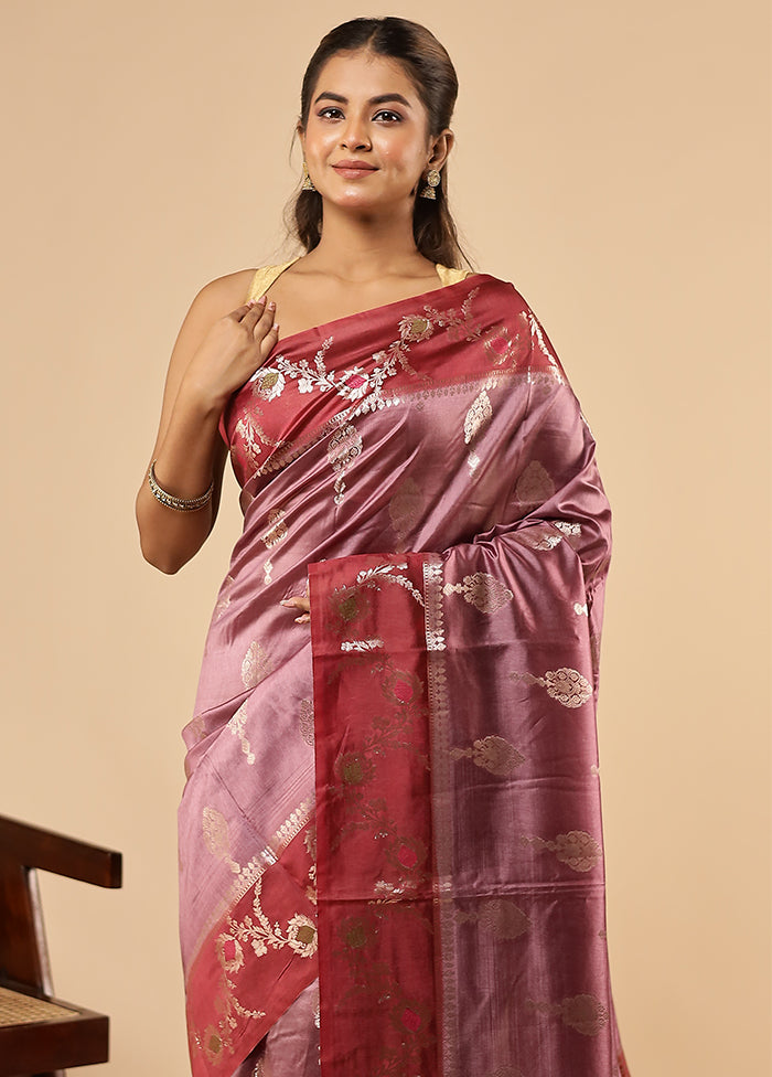Purple Dupion Silk Saree With Blouse Piece