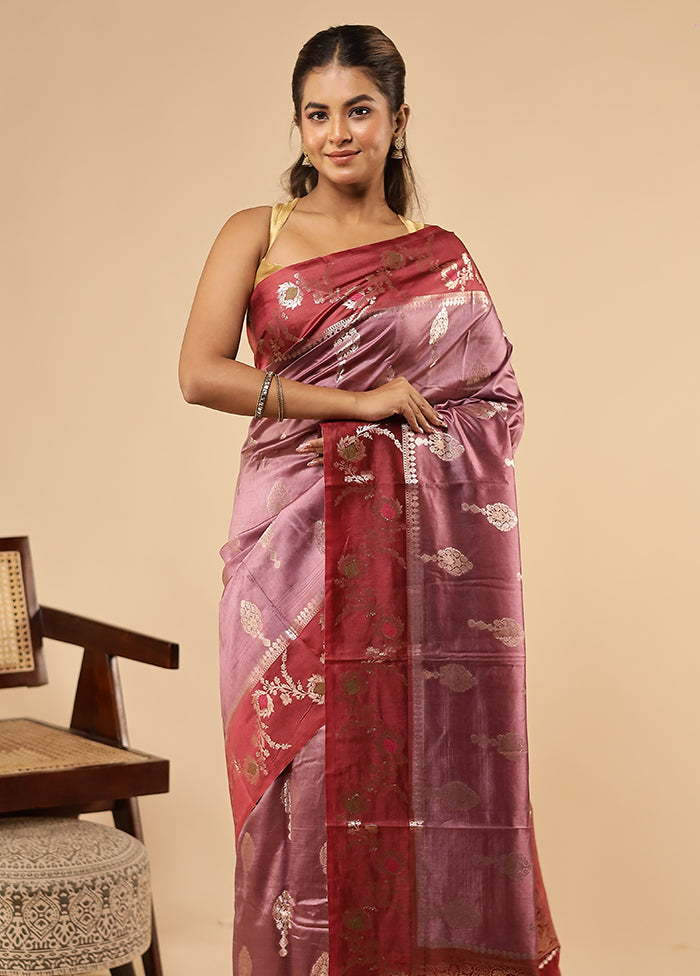 Purple Dupion Silk Saree With Blouse Piece