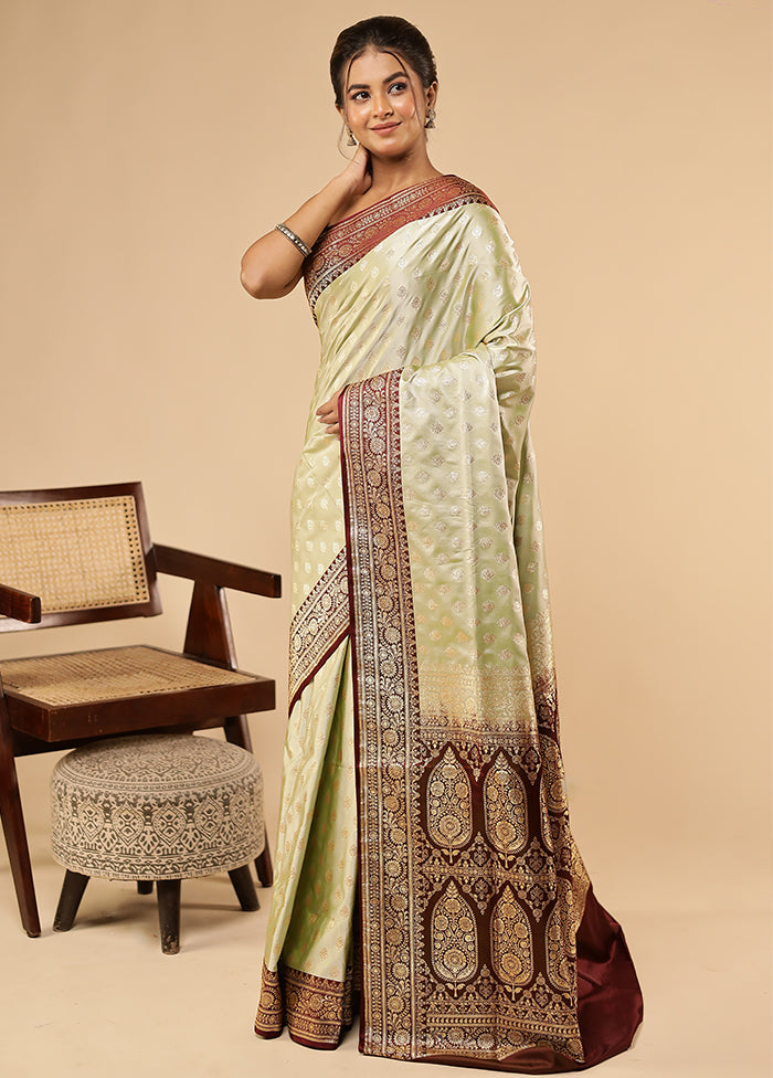 Green Banarasi Silk Saree With Blouse Piece