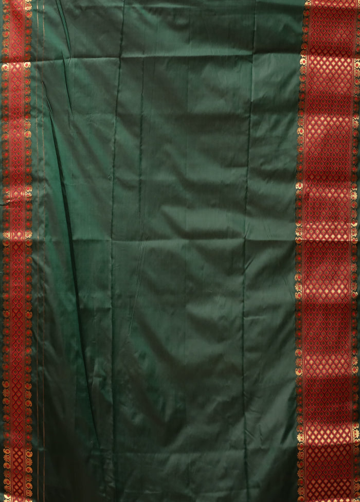 Green Assam Silk Saree With Blouse Piece