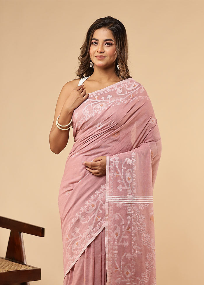 Pink Matka Silk Saree With Blouse Piece