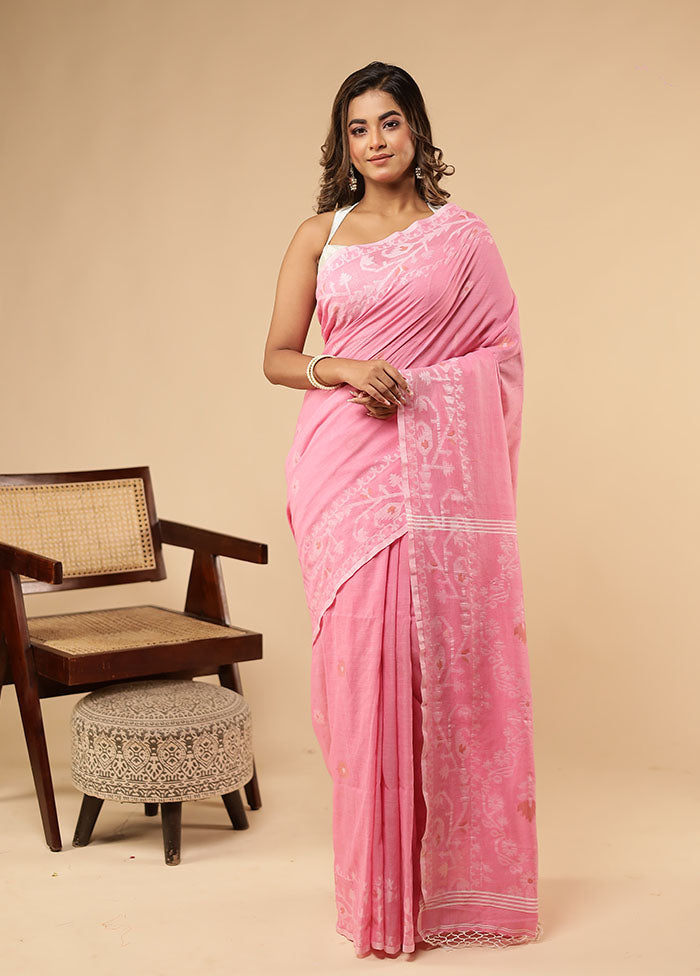 Pink Matka Silk Saree With Blouse Piece