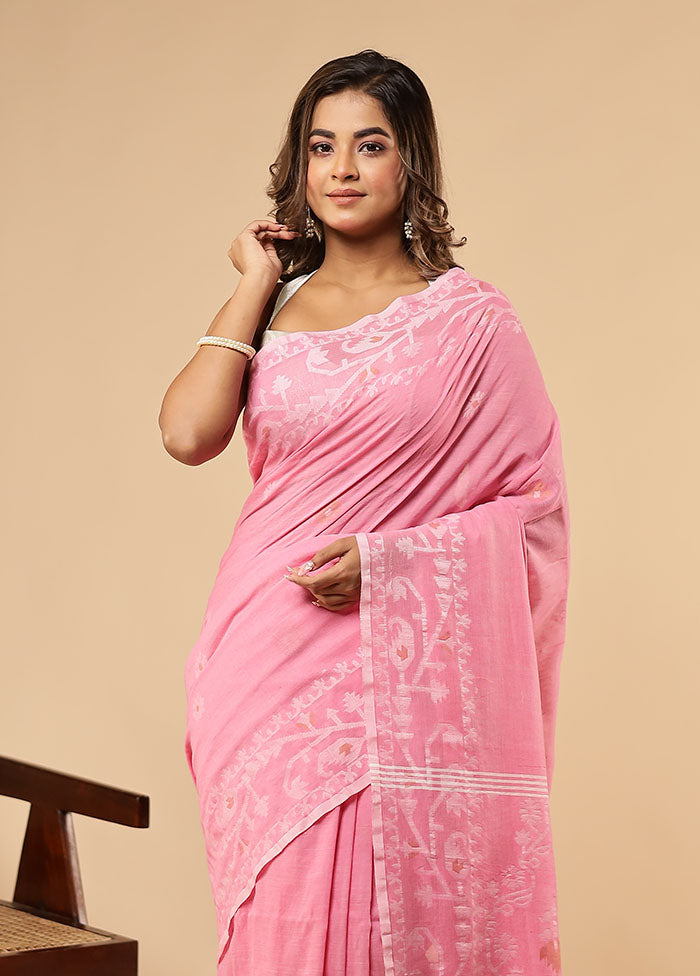 Pink Matka Silk Saree With Blouse Piece