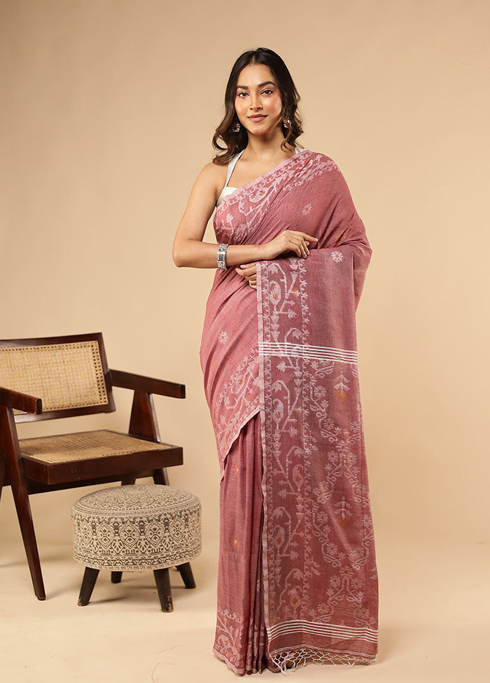 Pink Matka Silk Saree With Blouse Piece