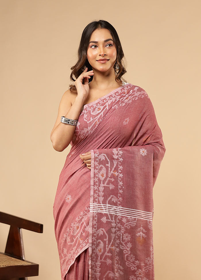 Pink Matka Silk Saree With Blouse Piece