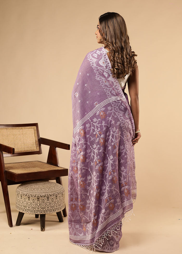 Purple Matka Silk Saree Without Blouse Piece
