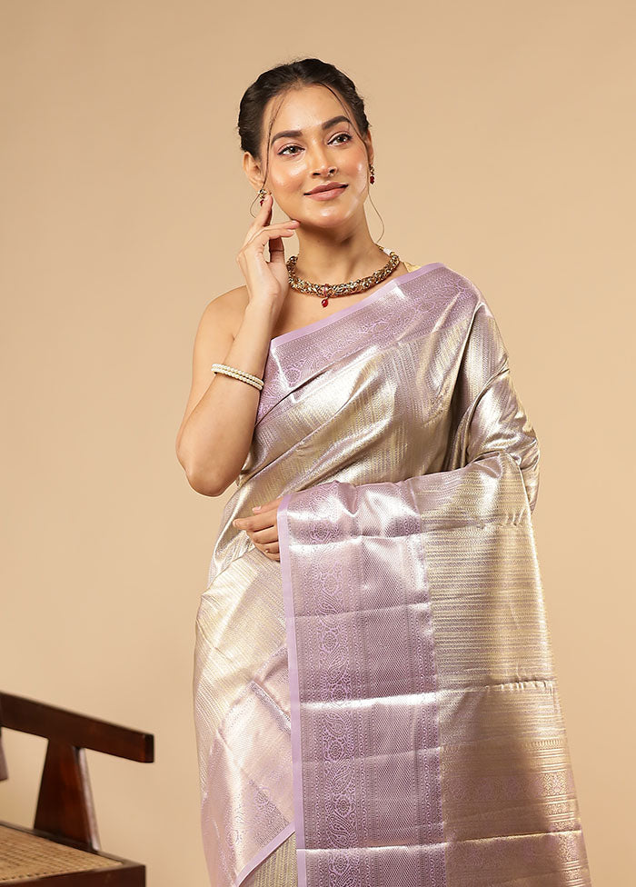 Gold Kanjivaram Silk Saree With Blouse Piece