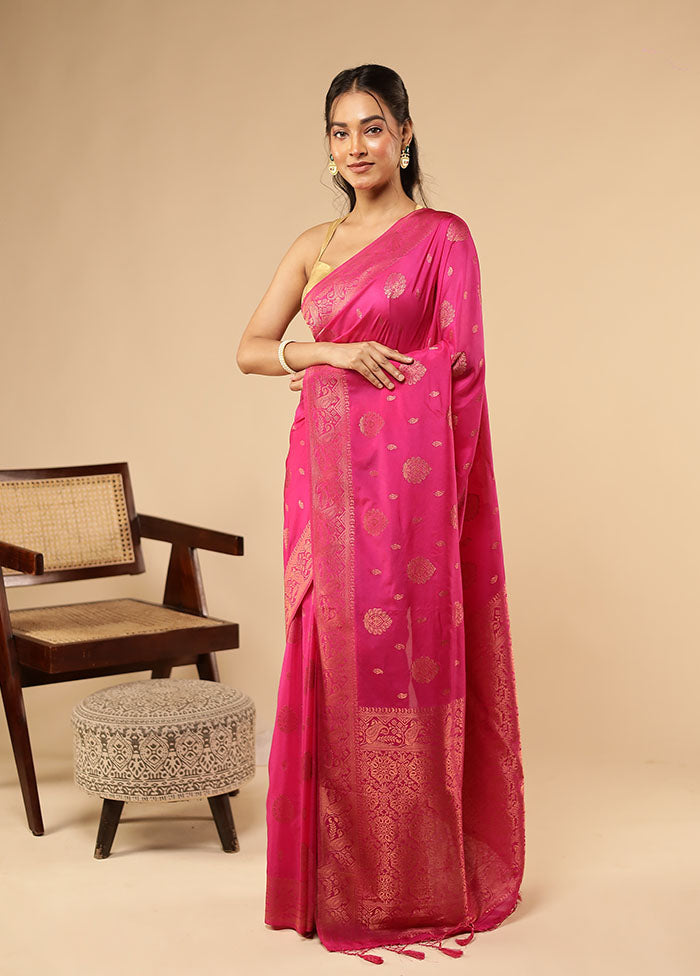 Pink Dupion Silk Saree With Blouse Piece