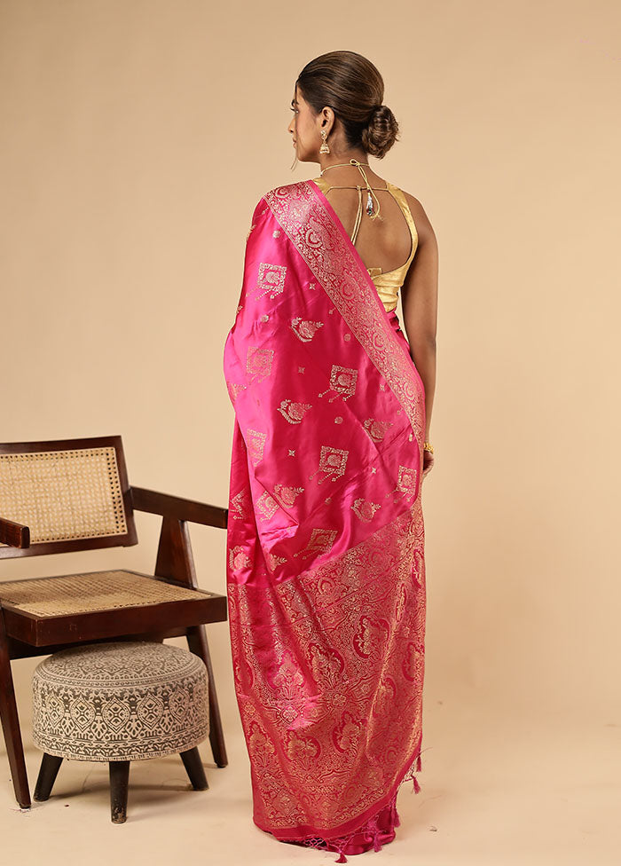 Pink Dupion Silk Saree With Blouse Piece