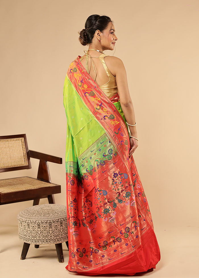 Green Handloom Kanchipuram Pure Silk Saree With Blouse Piece