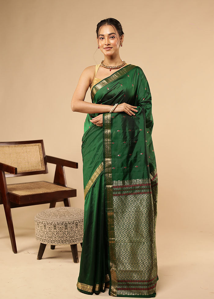 Green Kanjivaram Silk Saree With Blouse Piece