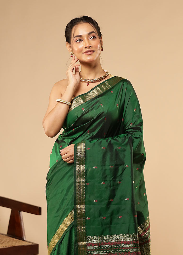 Green Kanjivaram Silk Saree With Blouse Piece