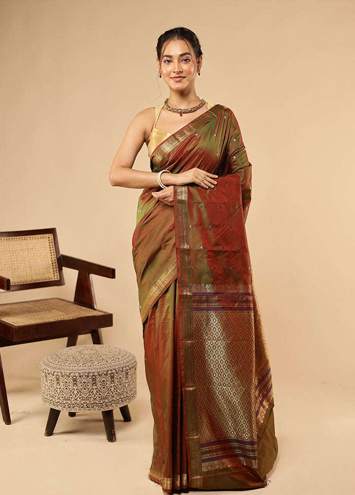 Maroon Kanjivaram Silk Saree With Blouse Piece