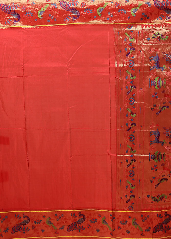 Orange Kanjivaram Silk Saree With Blouse Piece