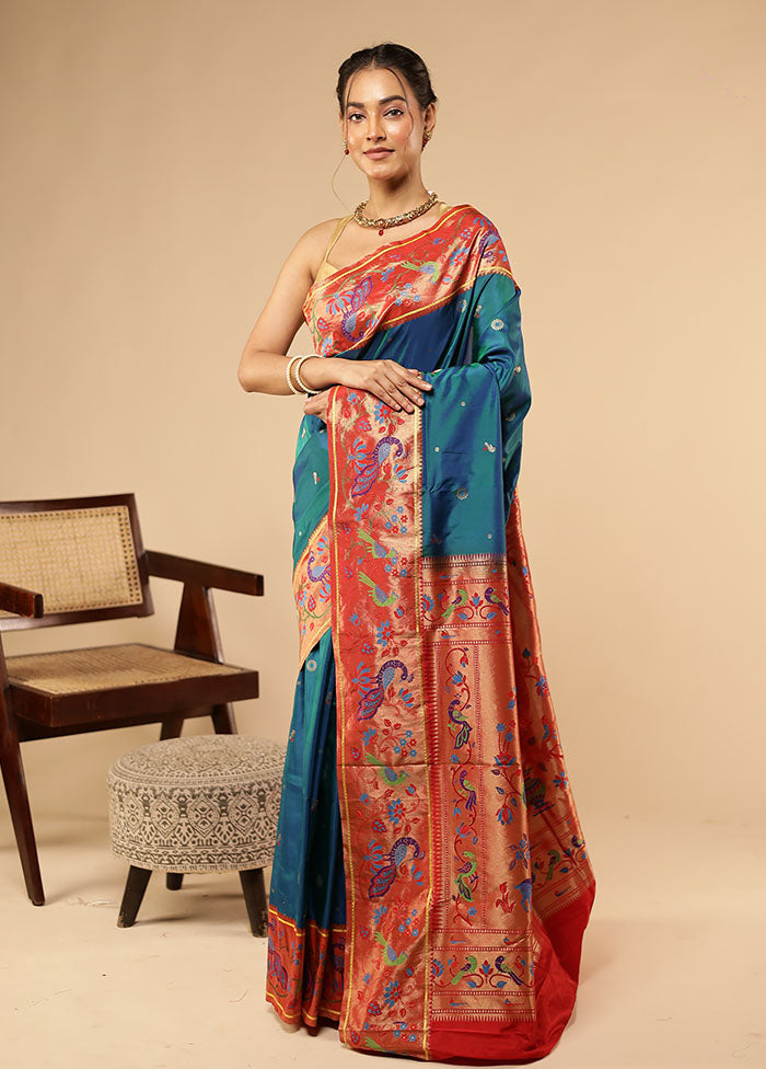 Green Kanjivaram Silk Saree With Blouse Piece