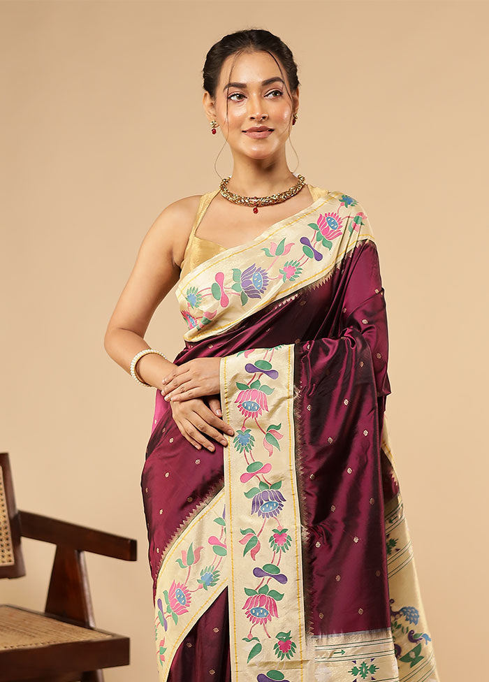 Purple Kanjivaram Silk Saree With Blouse Piece
