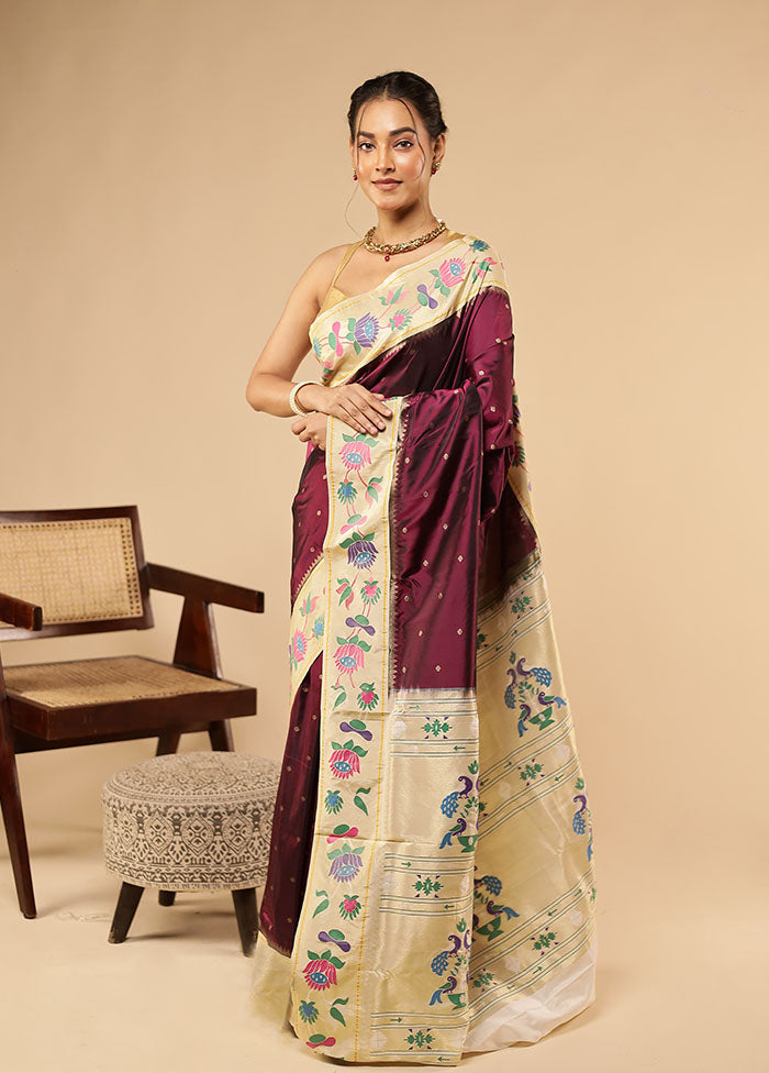 Purple Kanjivaram Silk Saree With Blouse Piece