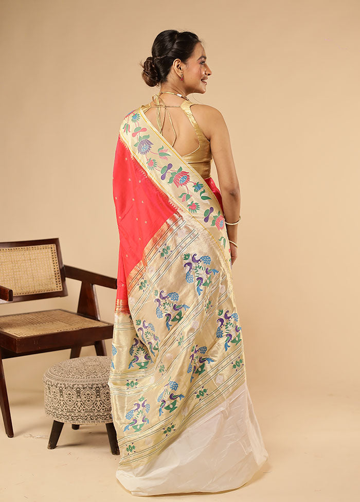Pink Kanjivaram Silk Saree With Blouse Piece