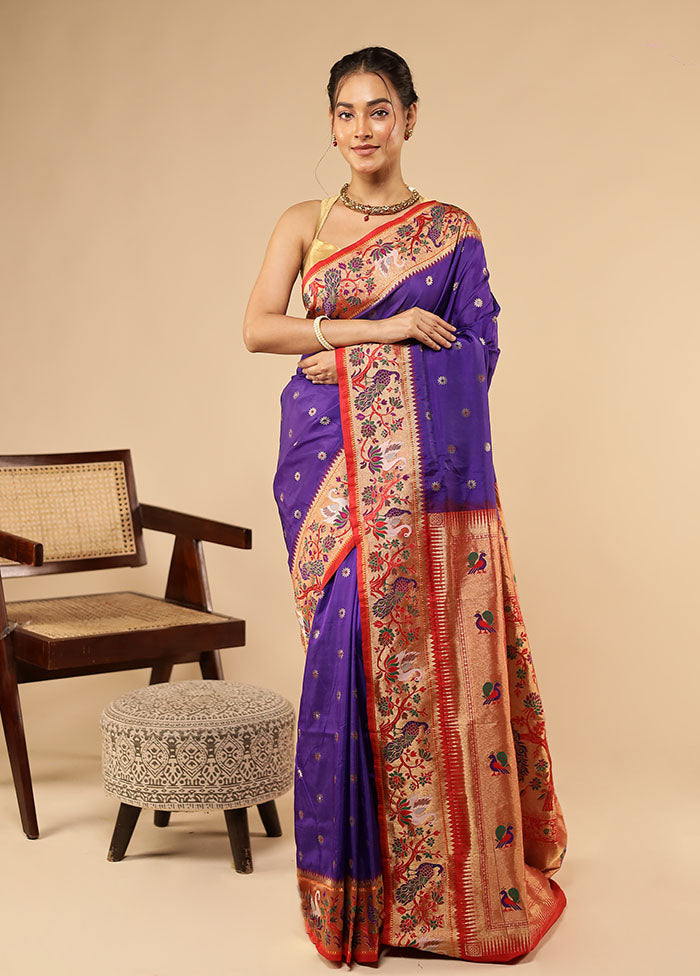 Blue Kanjivaram Silk Saree With Blouse Piece