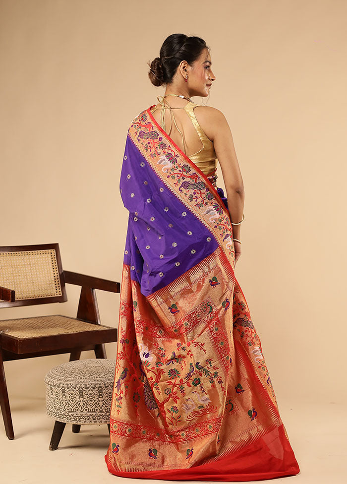 Blue Kanjivaram Silk Saree With Blouse Piece