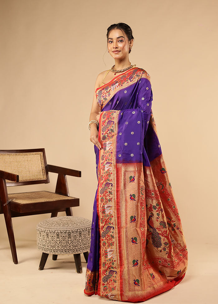 Blue Kanjivaram Silk Saree With Blouse Piece