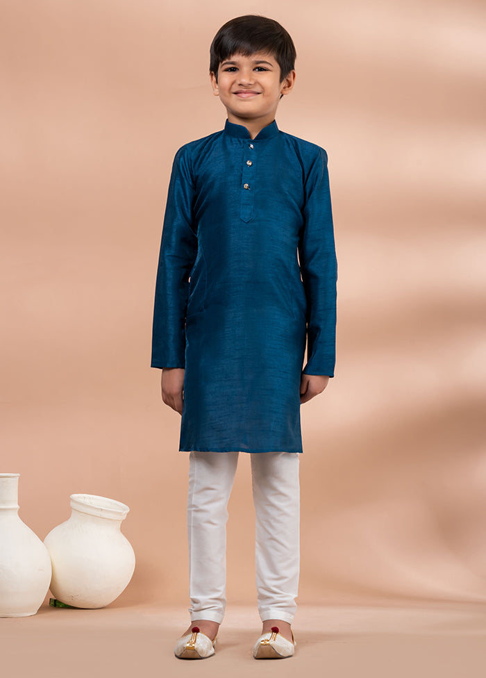 Blue Dupion Silk Kurta & Pajama Set