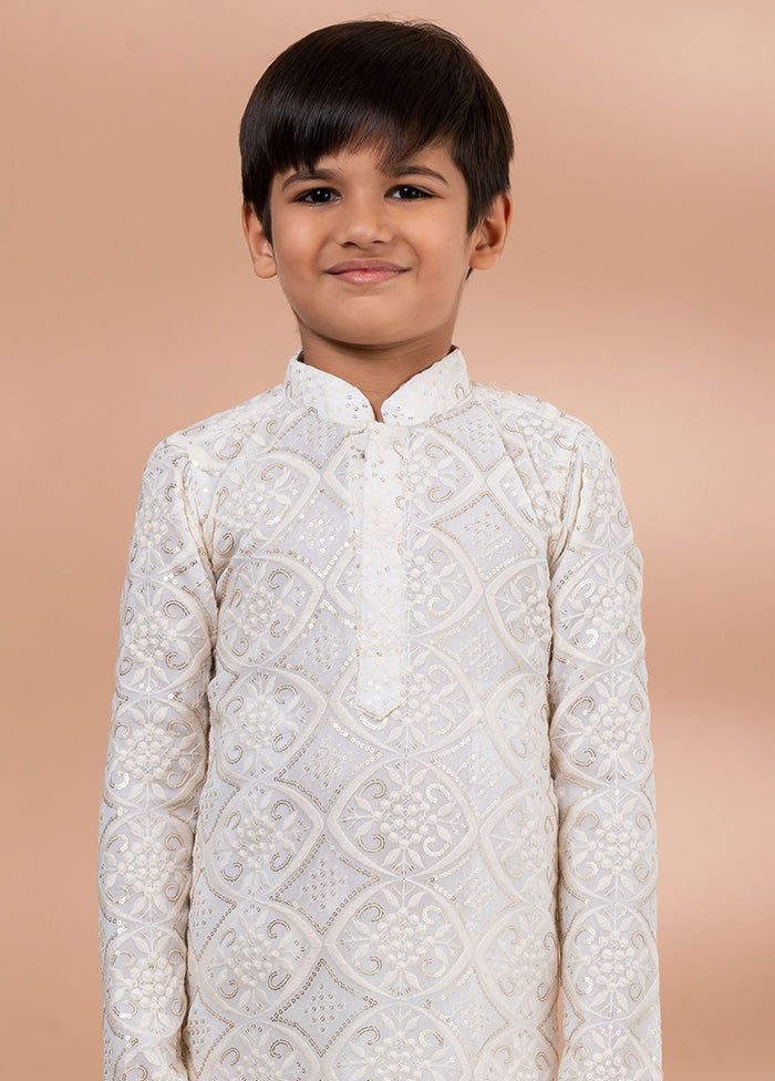 White Viscose Kurta & Pajama Set