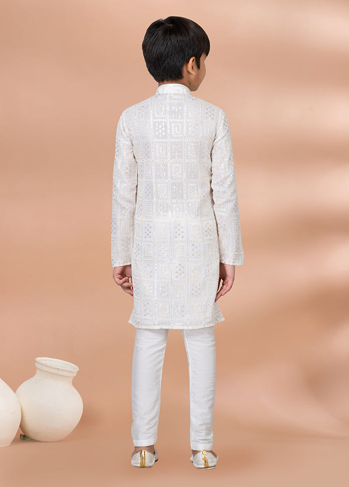 White Viscose Kurta & Pajama Set