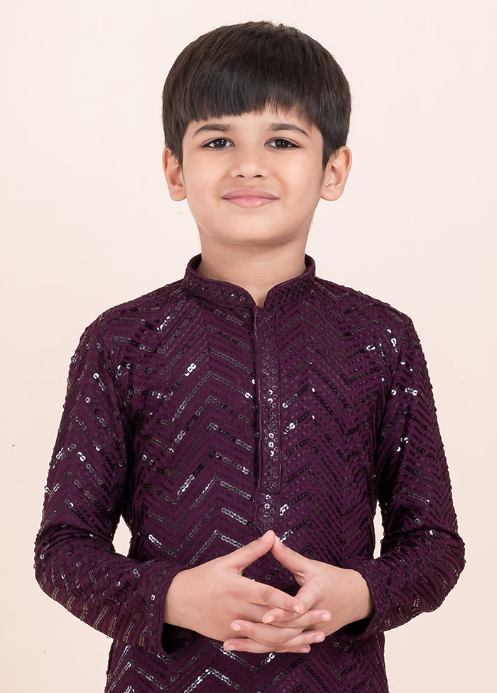 Purple Viscose Kurta & Pajama Set
