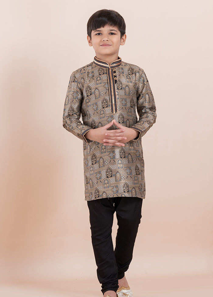 Multicolor Jacquard Silk Kurta & Pajama Set