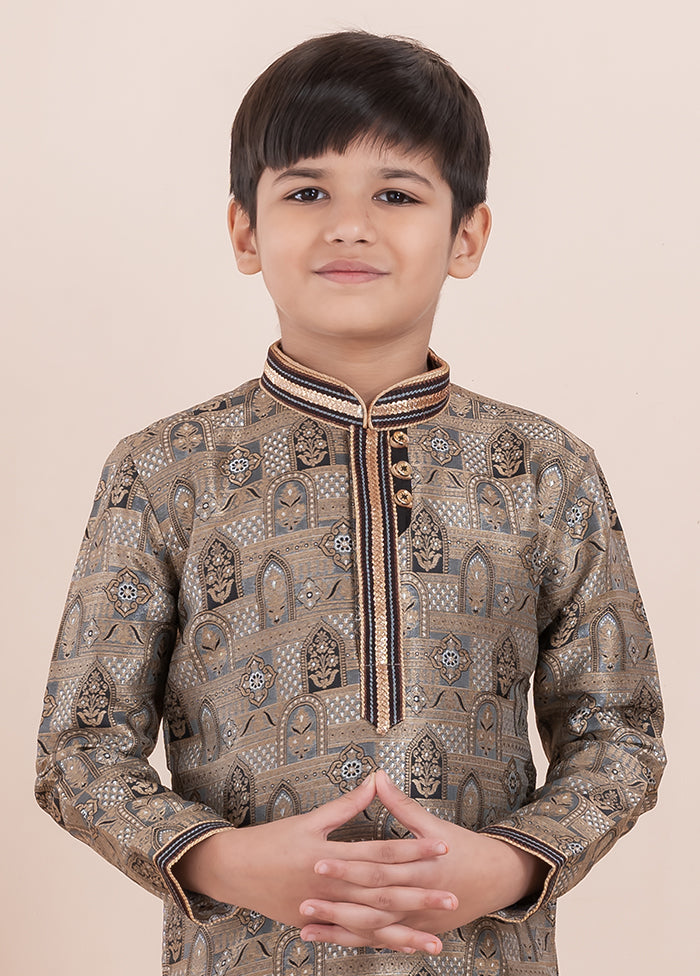 Multicolor Jacquard Silk Kurta & Pajama Set